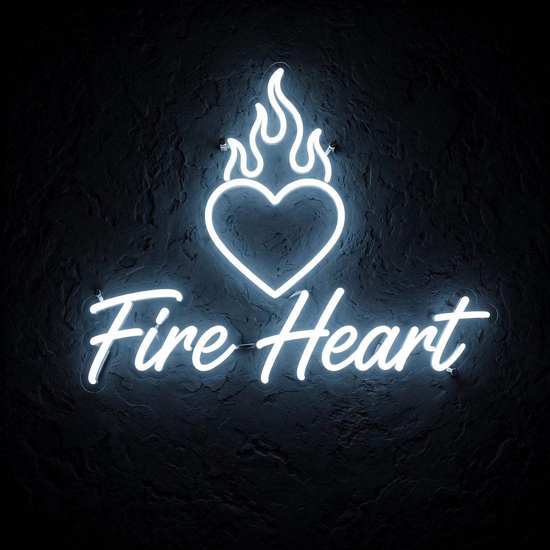Fire Heart · LED Neon — Weiß