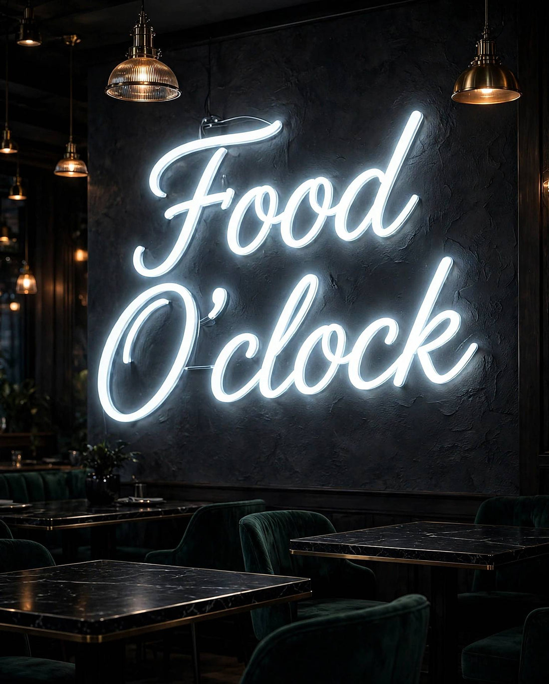 Food O’clock · LED Neon — Weiß
