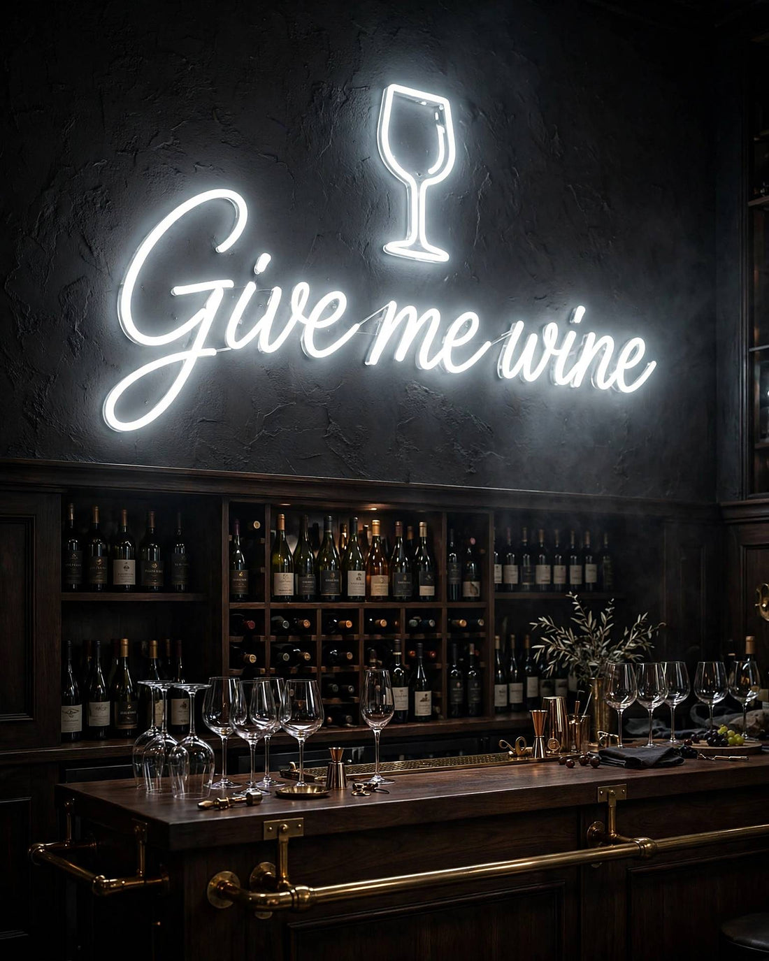 Give me wine · LED Neon — Weiß