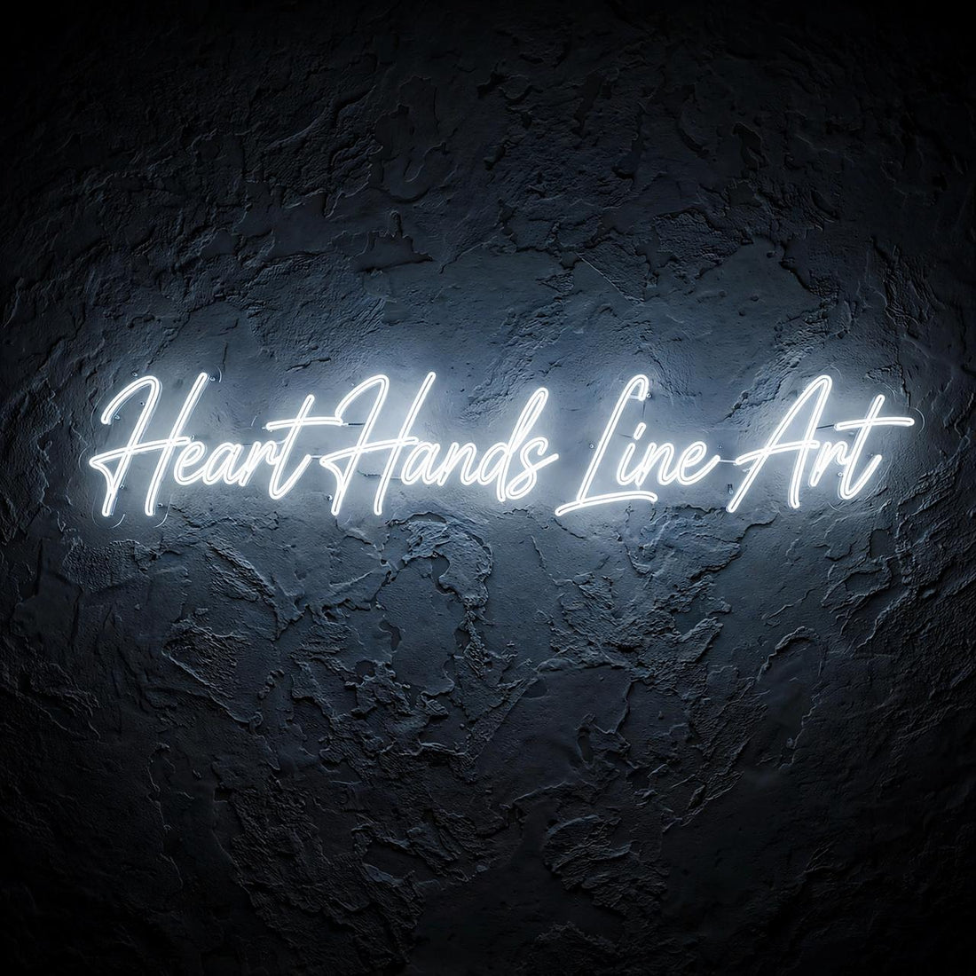 Heart Hands Line Art · LED Neon — Weiß