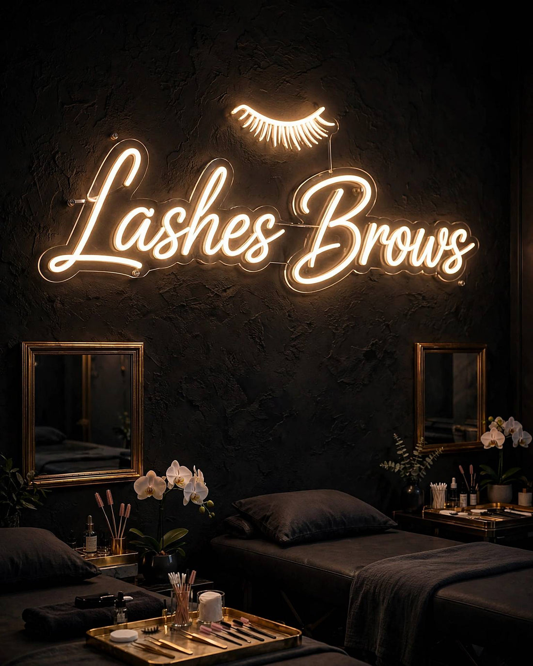 Lashes Brows · LED Neon