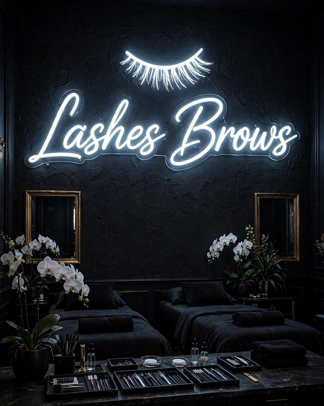 Lashes Brows · LED Neon — Weiß