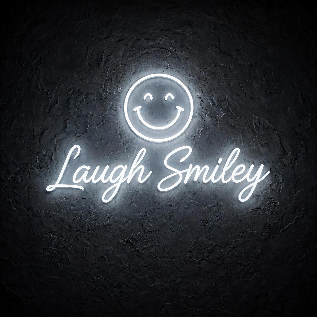 Laugh Smiley · LED Neon — Weiß