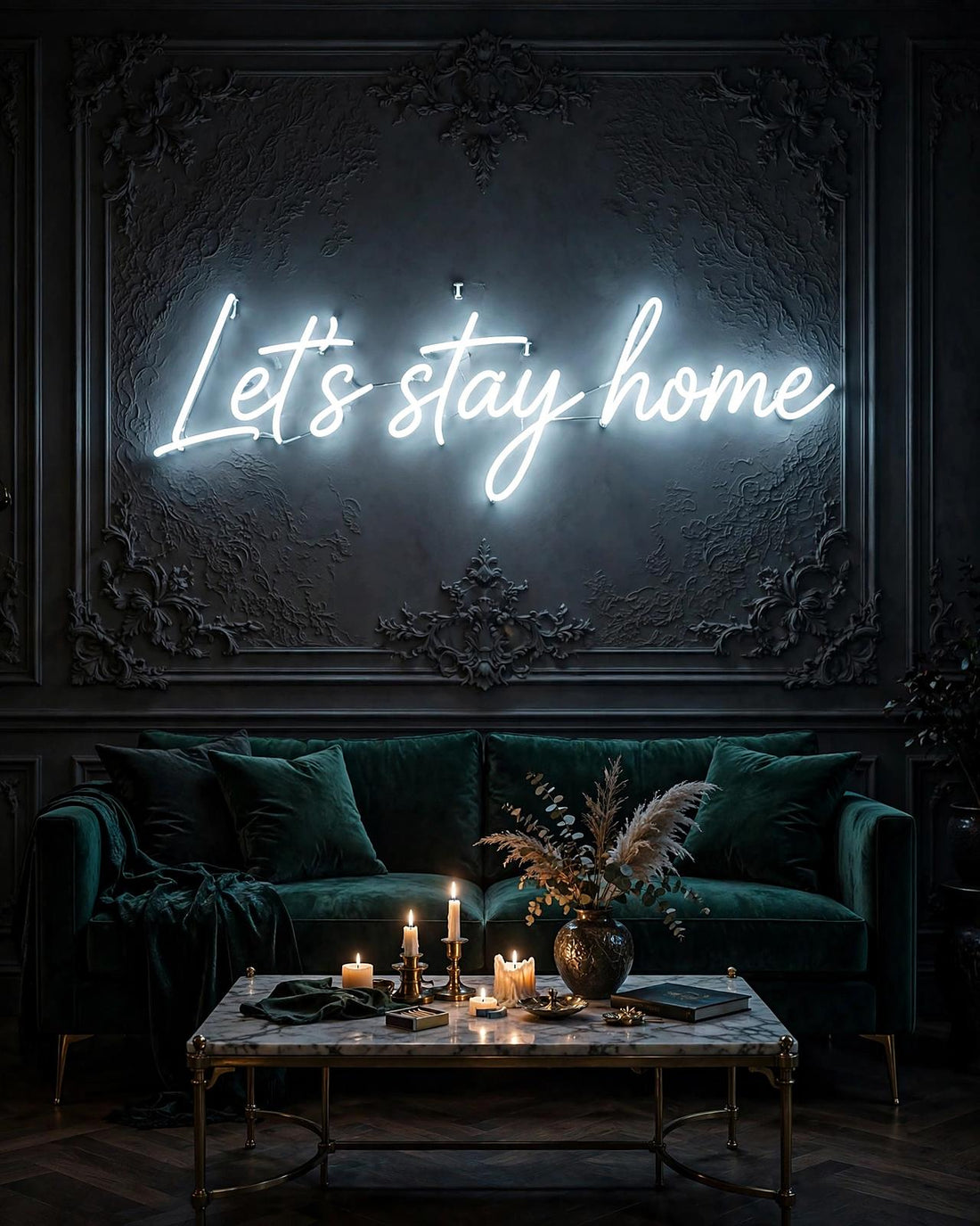 Let’s stay home · LED Neon — Weiß