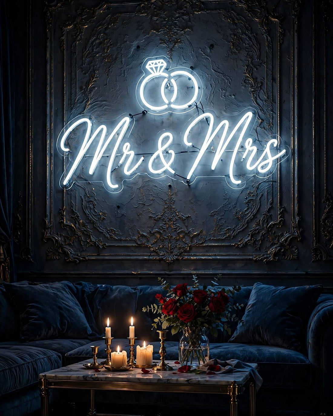 Mr & Mrs · LED Neon — Weiß