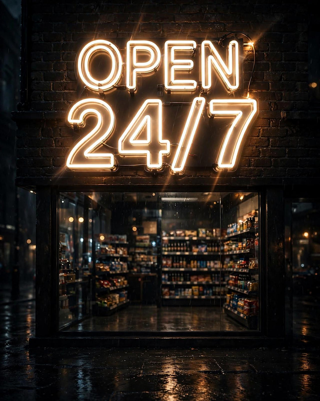 Open 24/7 · LED Neon