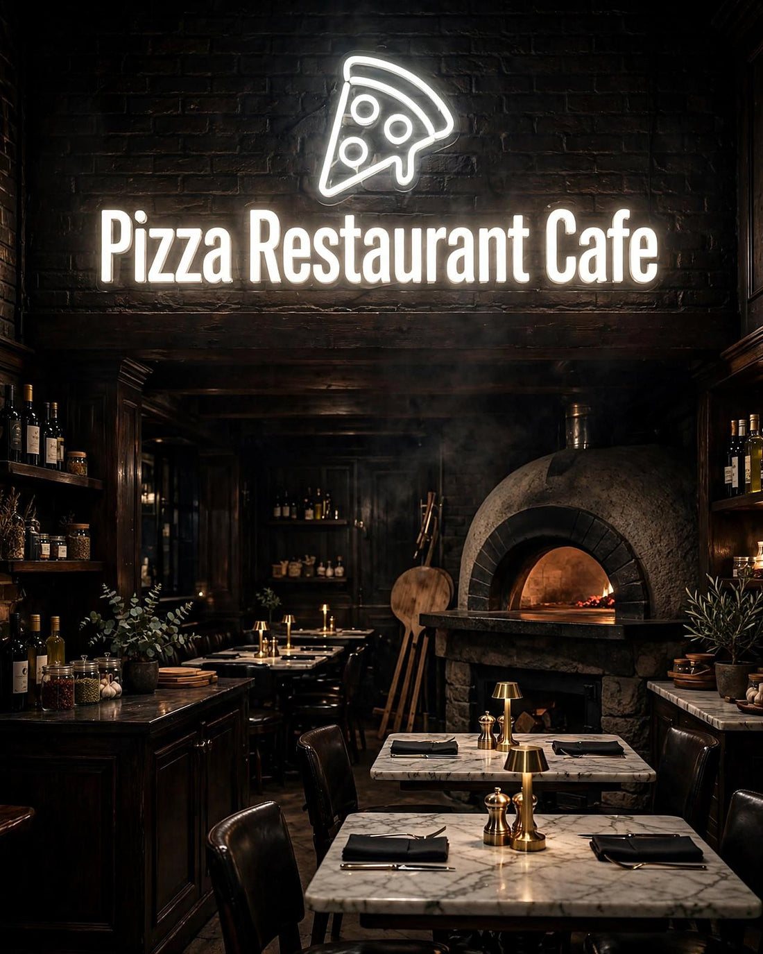Pizza Restaurant Cafe · LED Neon — Weiß