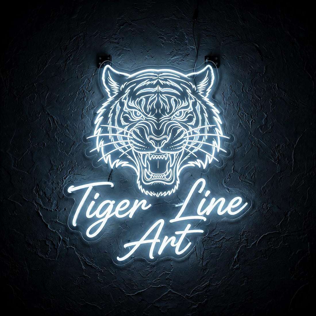 Tiger Line Art · LED Neon — Weiß
