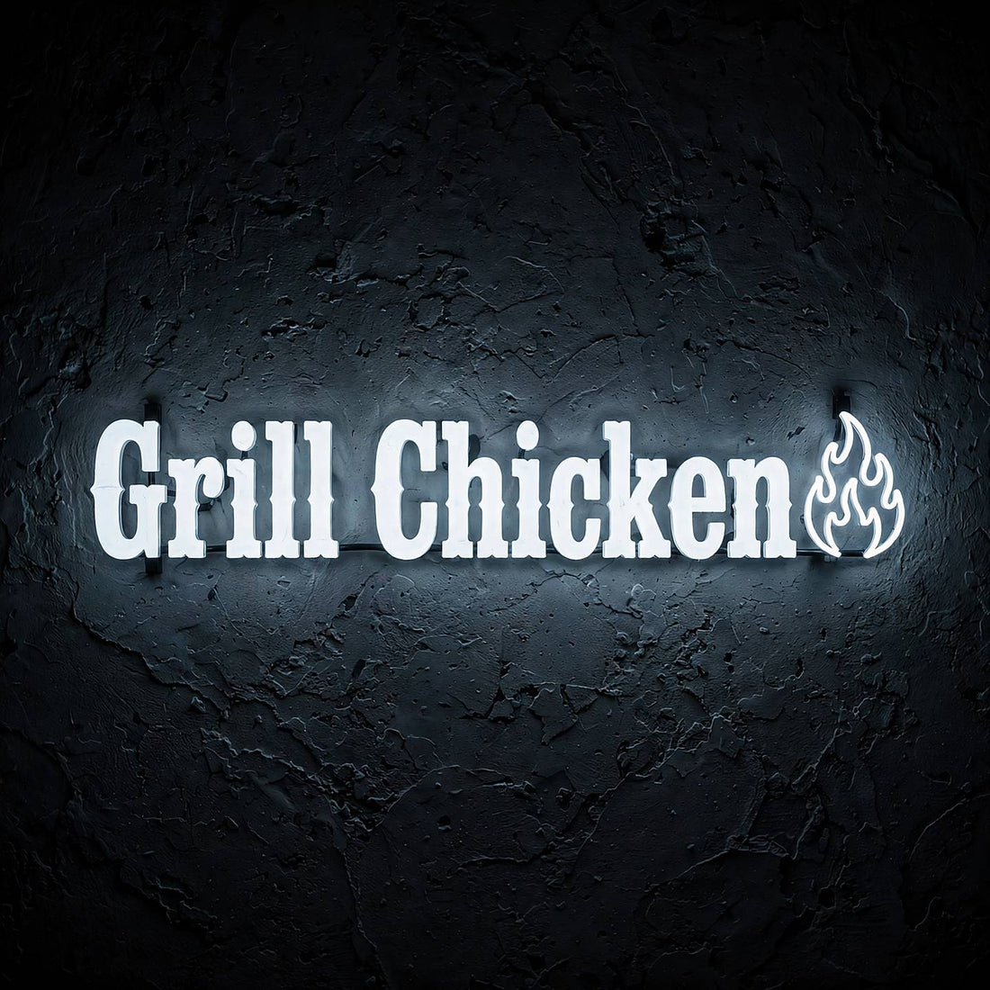 Grill Chicken · LED Neon — Weiß