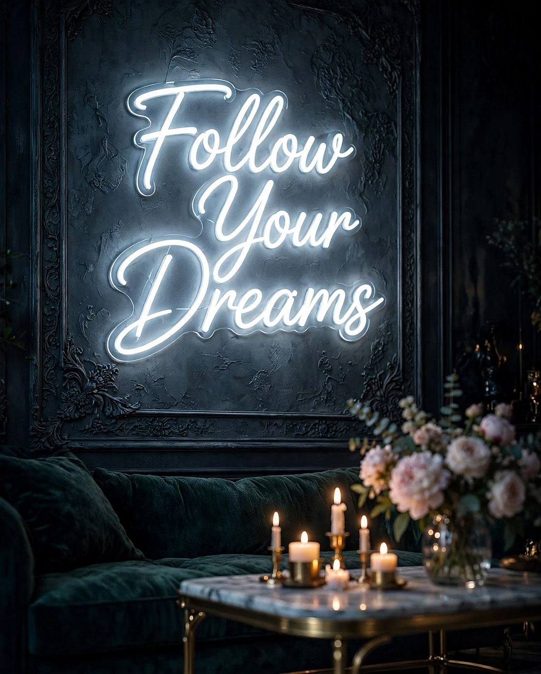 Follow Your Dreams · LED Neon — Weiß