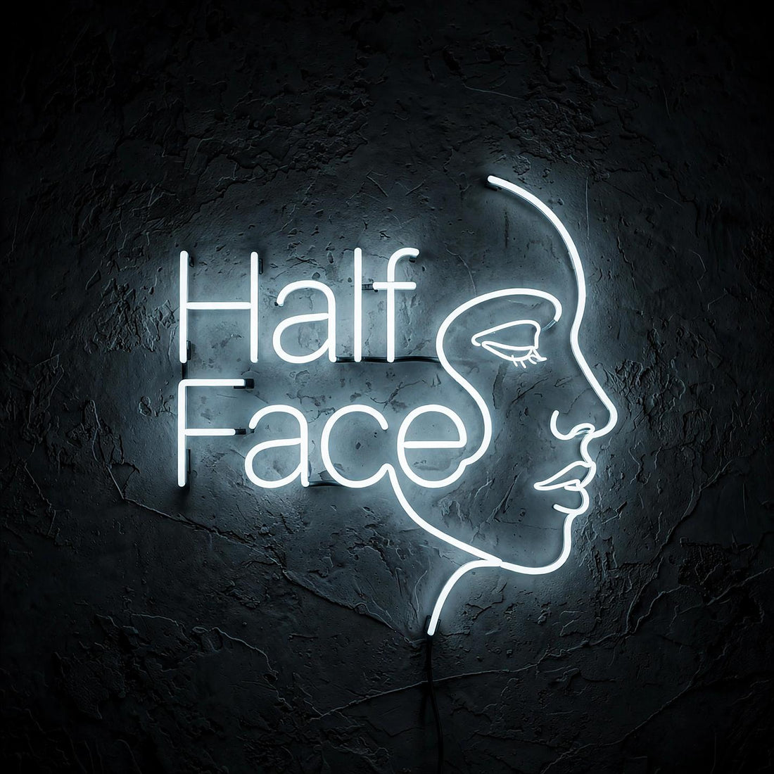 Half Face · LED Neon — Weiß
