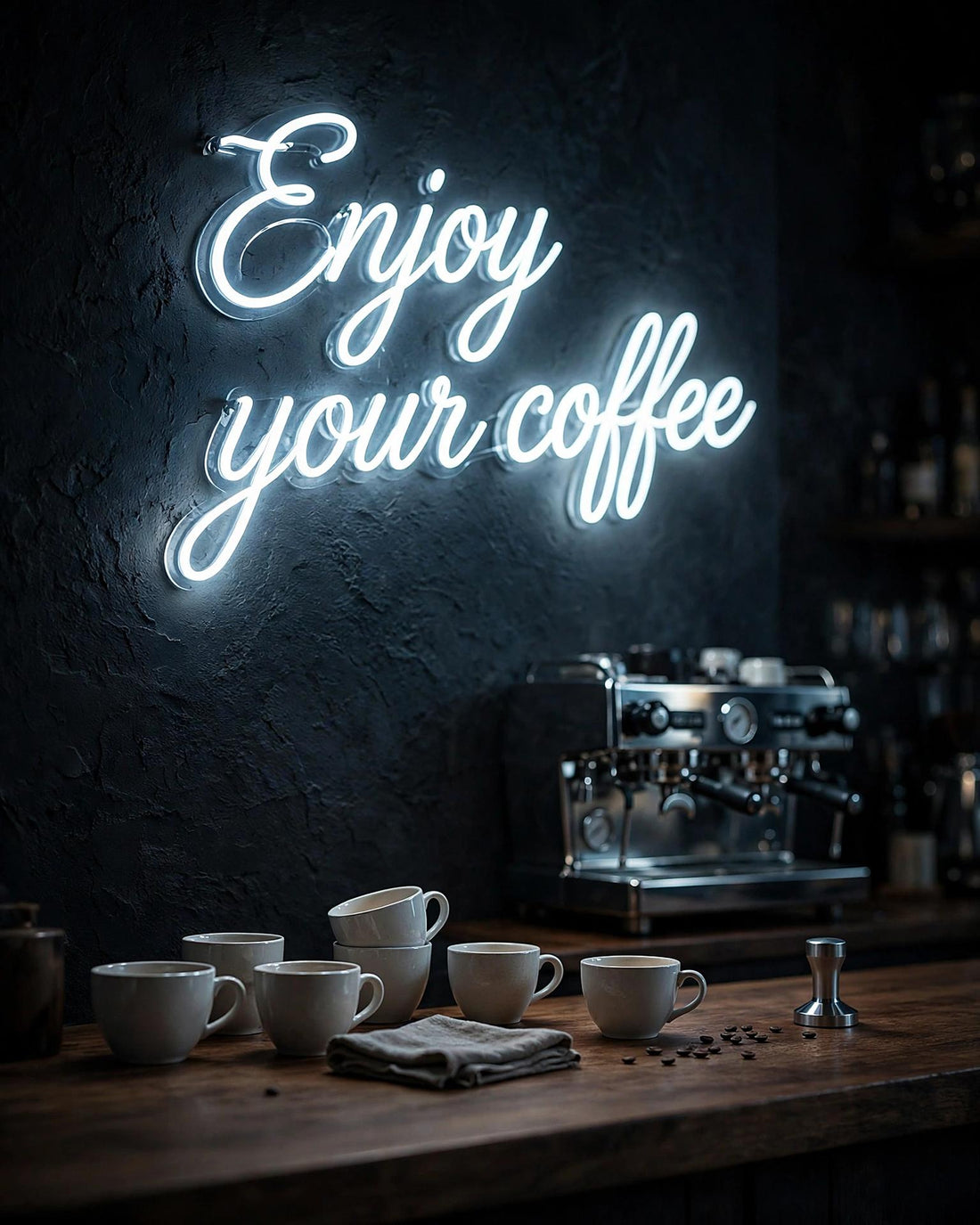 Enjoy your coffee · LED Neon — Weiß