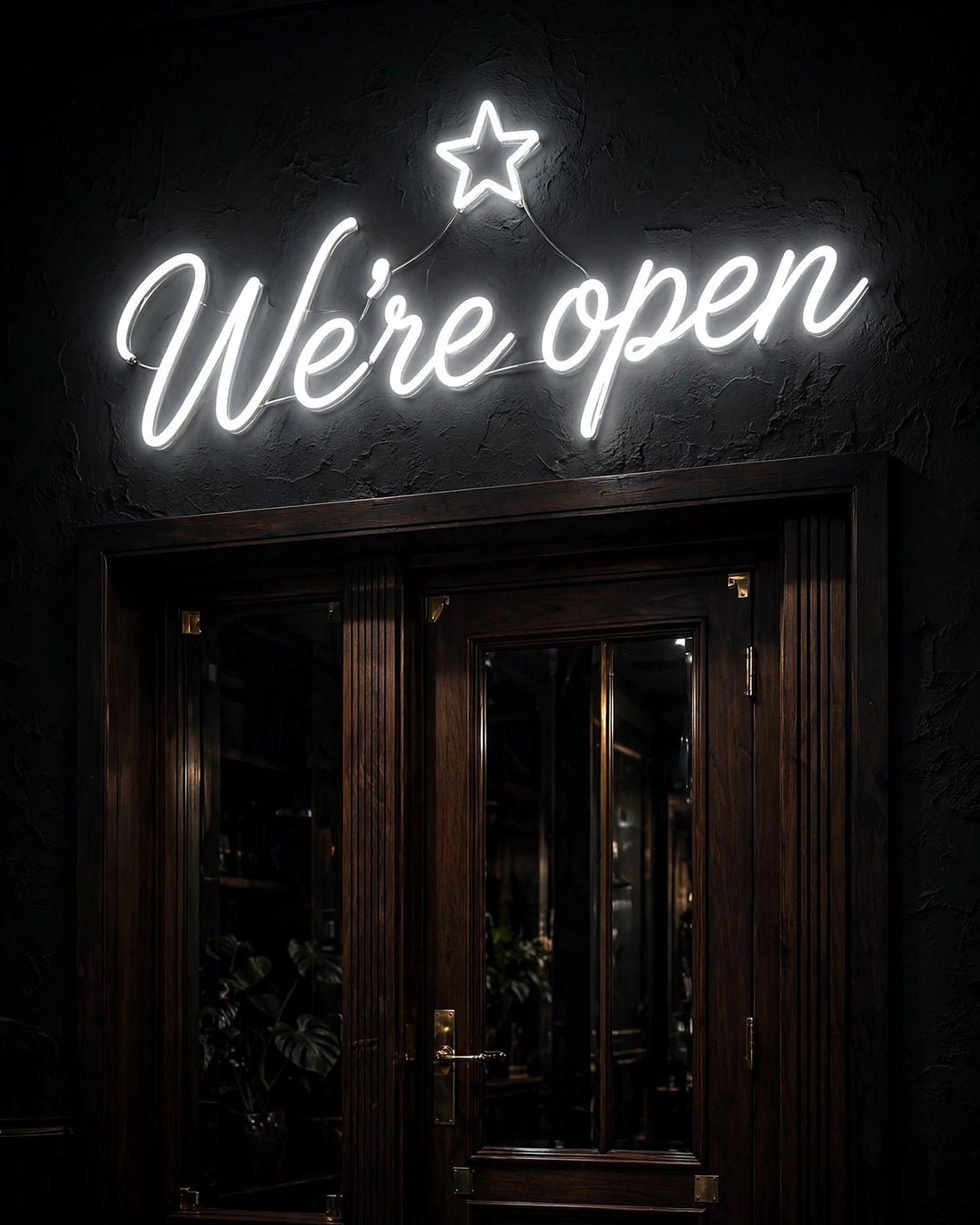 We’re open star · LED Neon — Weiß