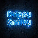 Drippy Smiley · LED Neon — Blau