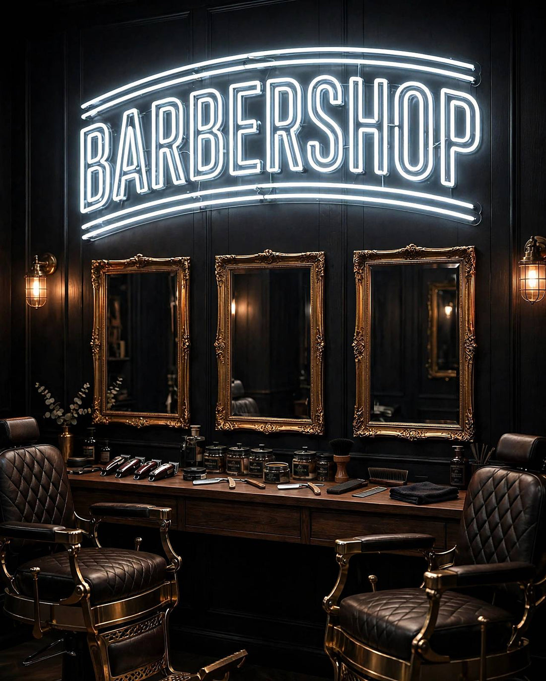 Barbershop · LED Neon — Weiß