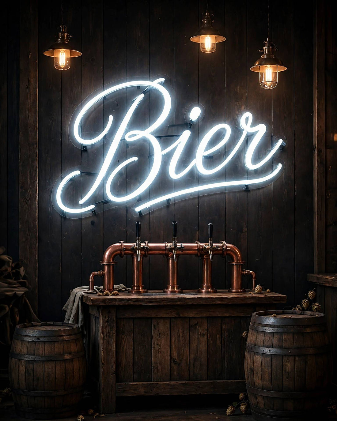 Bier · LED Neon — Weiß