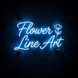 Flower Line Art · LED Neon — Blau