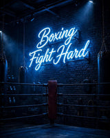 Boxing Fight Hard · LED Neon — Blau