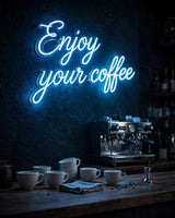 Enjoy your coffee · LED Neon — Blau