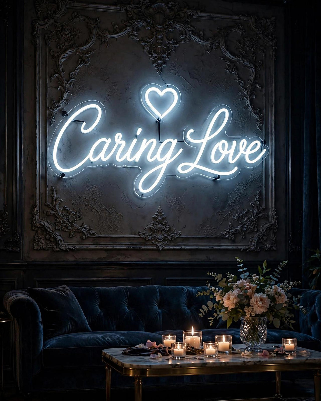 Caring Love · LED Neon — Weiß