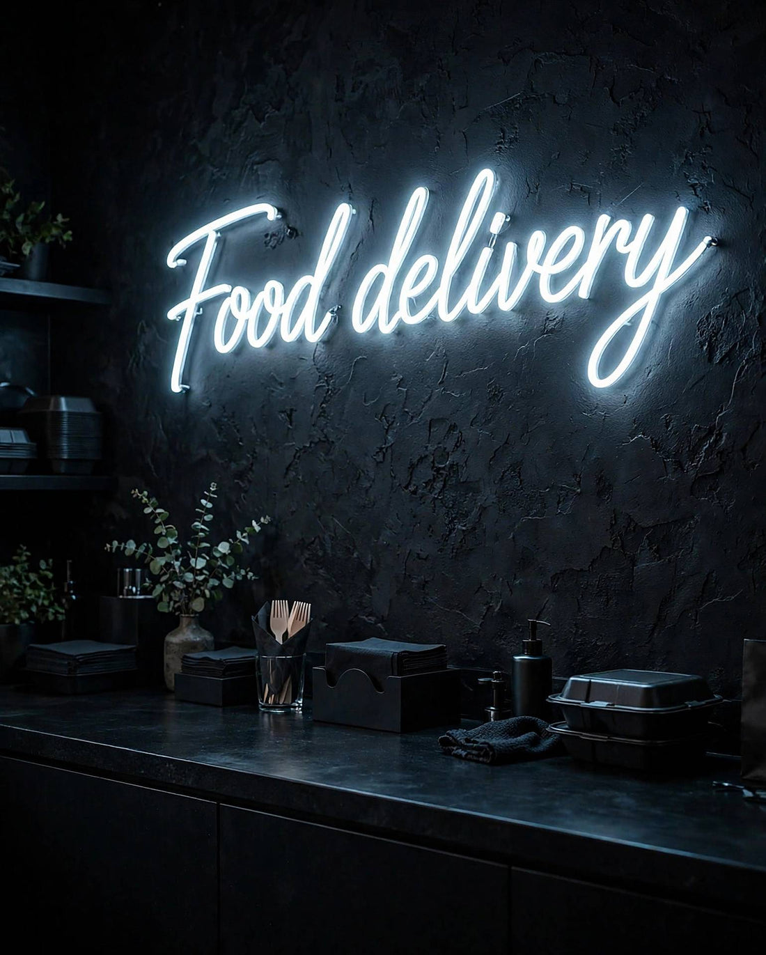 Food delivery · LED Neon — Weiß