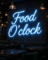Food O’clock · LED Neon — Blau