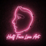 Half Face Line Art · LED Neon — Pink