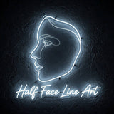 Half Face Line Art · LED Neon — Weiß
