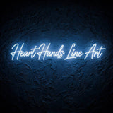 Heart Hands Line Art · LED Neon — Blau