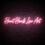Heart Hands Line Art · LED Neon — Pink