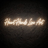 Heart Hands Line Art · LED Neon — Warmweiß