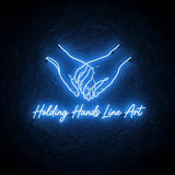 Holding Hands Line Art · LED Neon — Blau