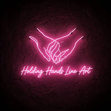 Holding Hands Line Art · LED Neon — Pink
