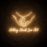Holding Hands Line Art · LED Neon — Warmweiß