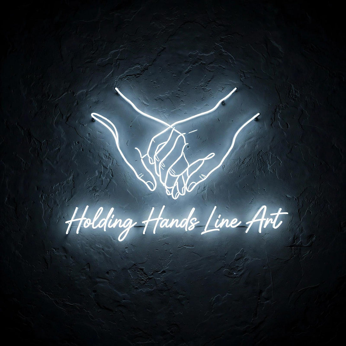 Holding Hands Line Art · LED Neon — Weiß