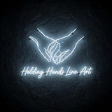 Holding Hands Line Art · LED Neon — Weiß