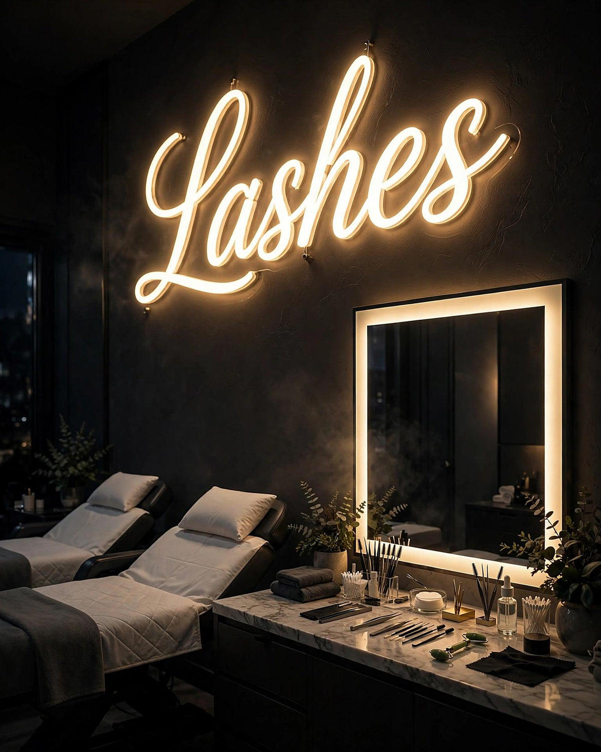 Lashes · LED Neon — Warmweiß