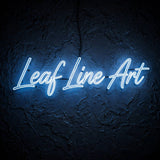 Leaf Line Art · LED Neon — Blau
