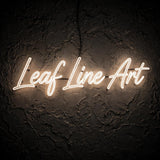 Leaf Line Art · LED Neon — Warmweiß