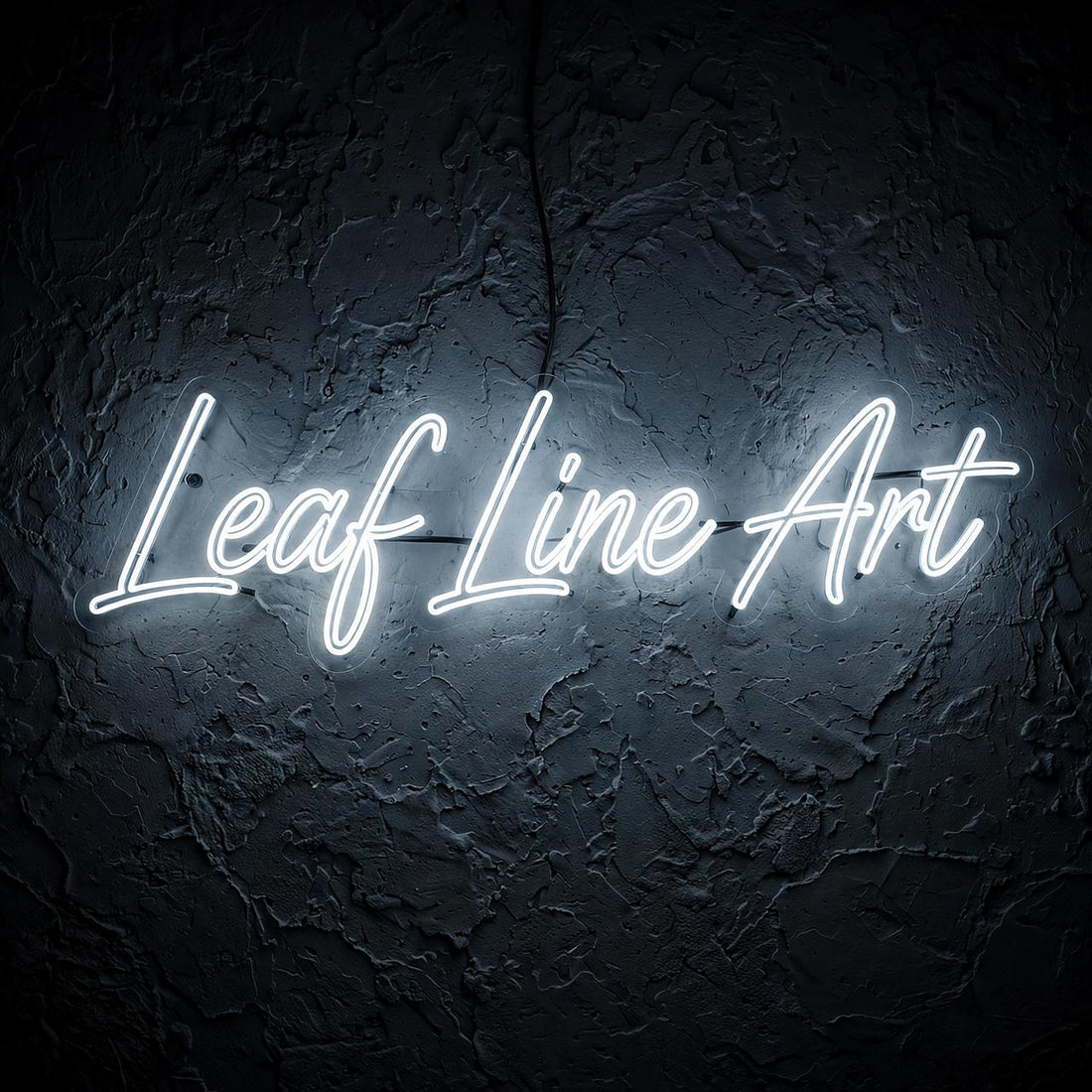 Leaf Line Art · LED Neon — Weiß
