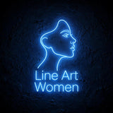 Line Art Women · LED Neon — Blau