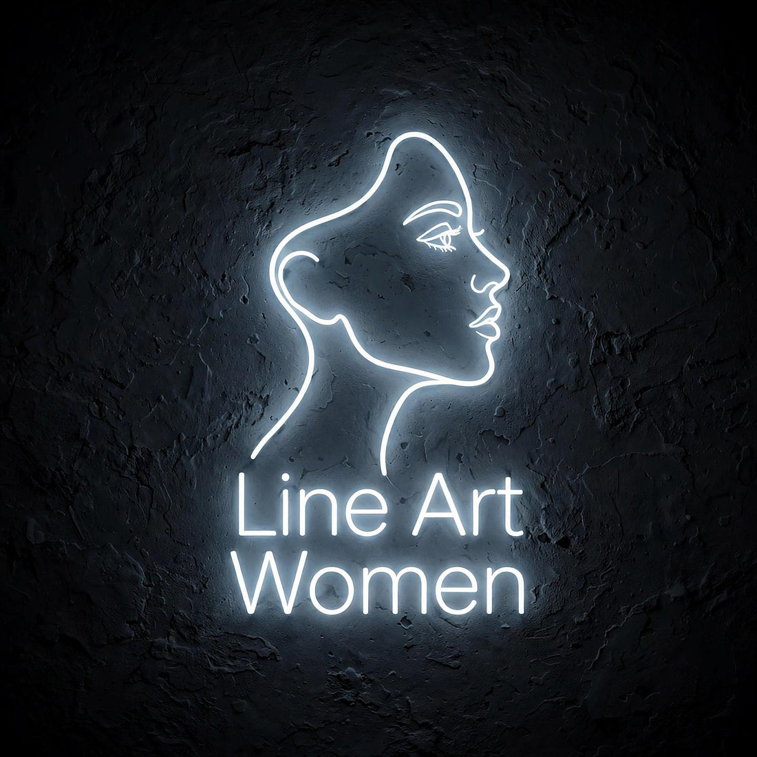 Line Art Women · LED Neon — Weiß