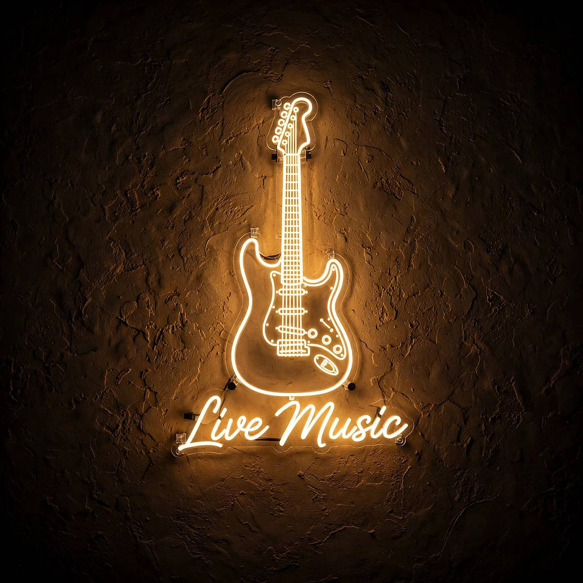 Live Music · LED Neon — Warmweiß