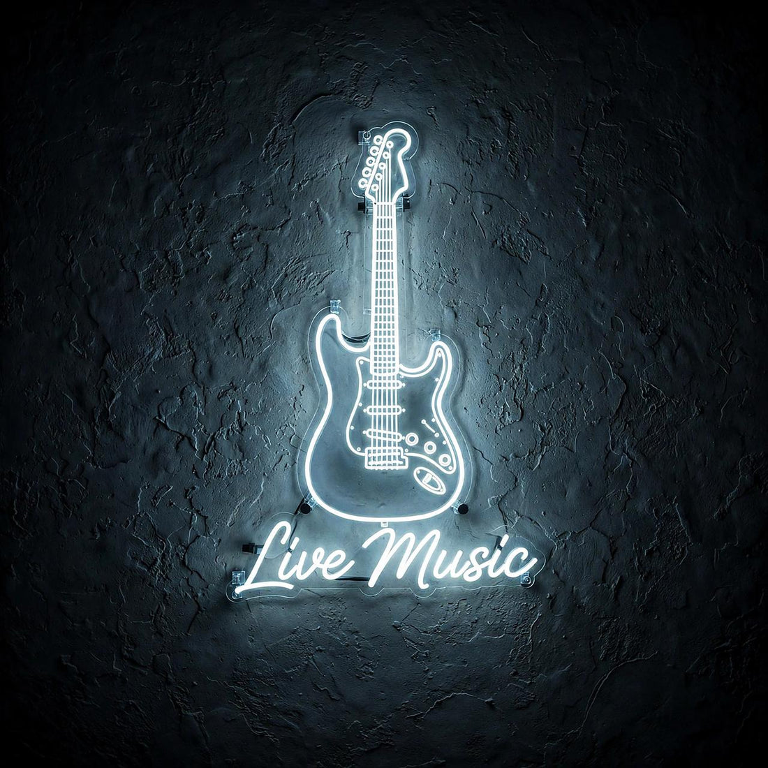 Live Music · LED Neon — Weiß