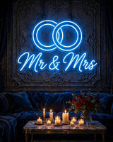 Mr & Mrs · LED Neon — Blau