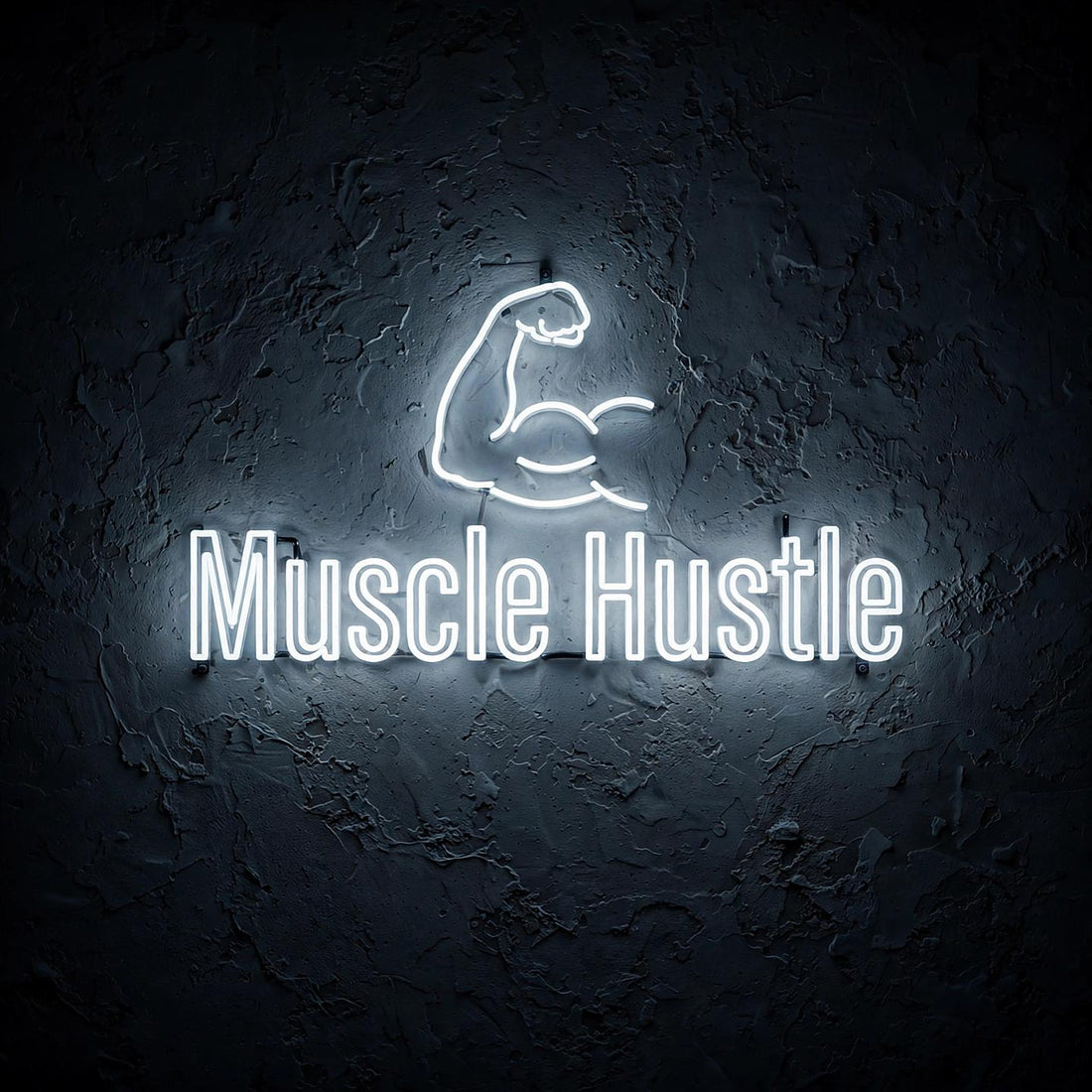 Muscle Hustle · LED Neon — Weiß