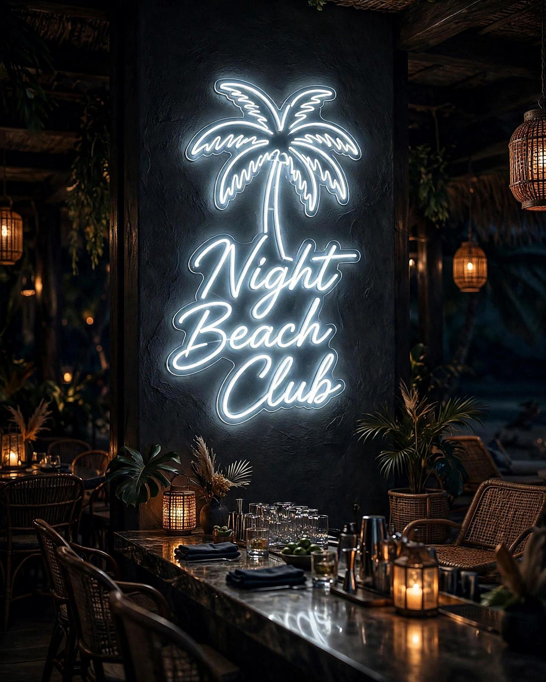 Night Beach Club · LED Neon — Weiß