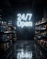 24/7 Open · LED Neon — Weiß