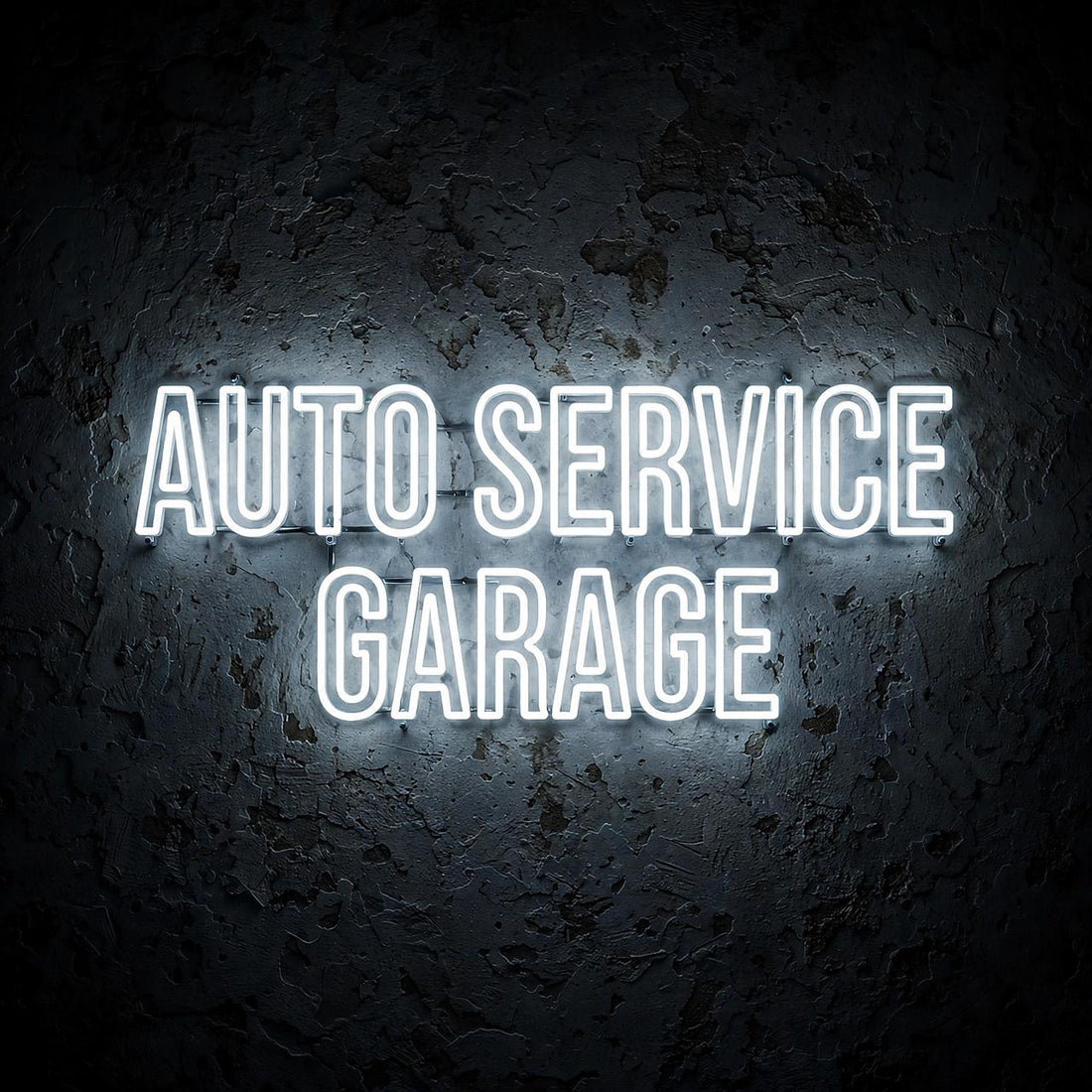 Auto Service Garage · LED Neon — Weiß