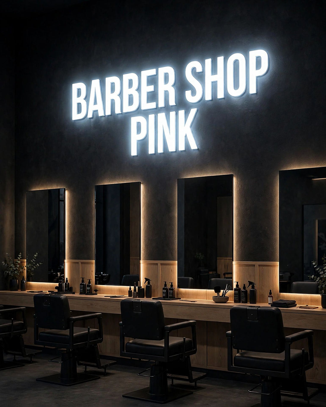 Barber Shop Pink · LED Neon — Weiß